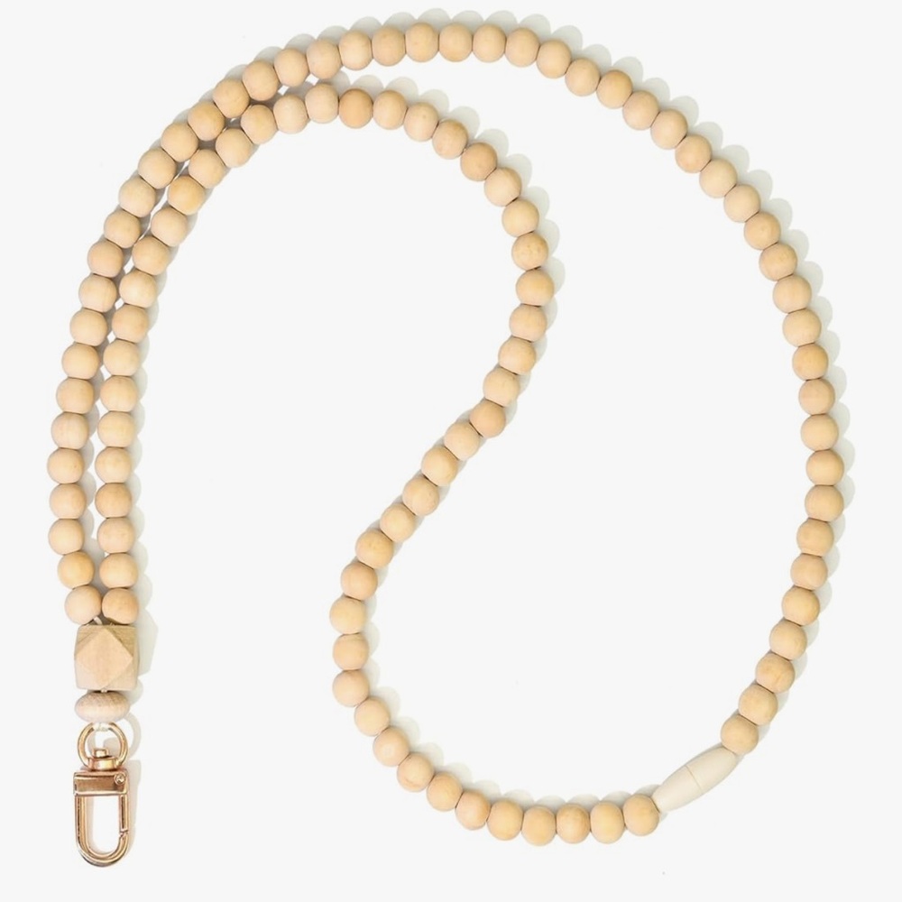 🆕 Lanyards for id badges and Keys for Women Wood Beaded Lanyard